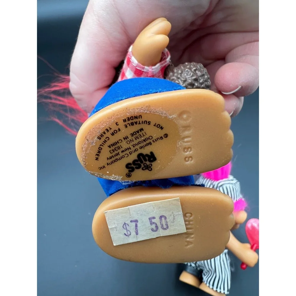Vintage Russ Berrie Troll Doll Lot Hillbilly & Prisoner Guilty of Loving You 2pc